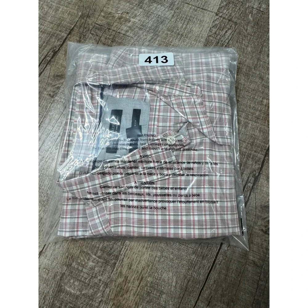 Banana Republic Custom 078 Wash Shirt Mens XL Tall Tailored Slim Fit Plaid Red